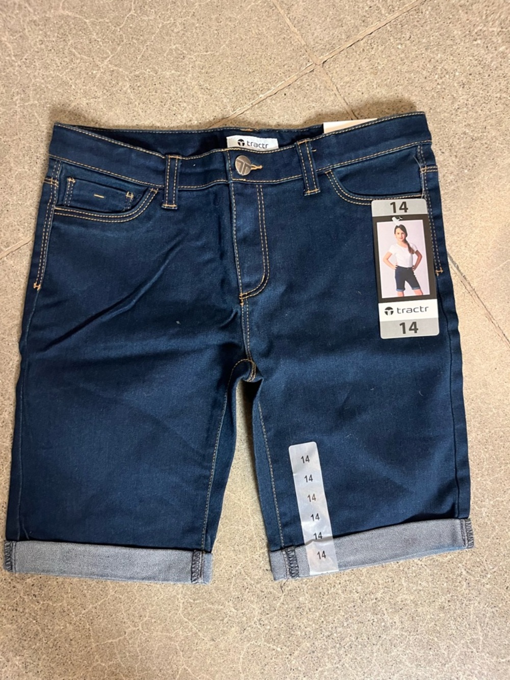 Tractr Dark Indigo Denim Bermuda Shorts